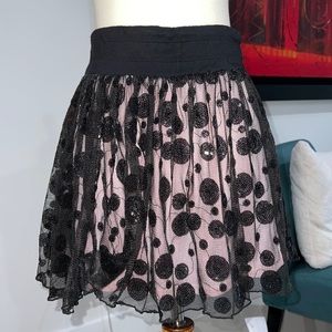 Disney pink & black lace skirt